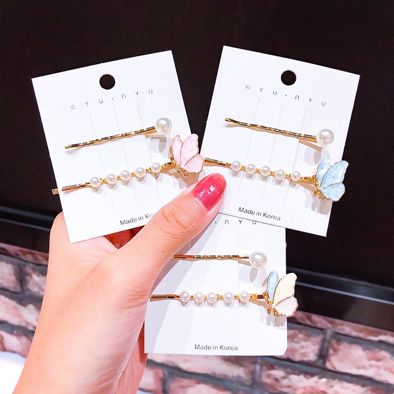 Set Kẹp Tóc Hình Bướm Đính Ngọc Hàn Quốc Xinh Xắn Dễ Thương Mainia Shop
