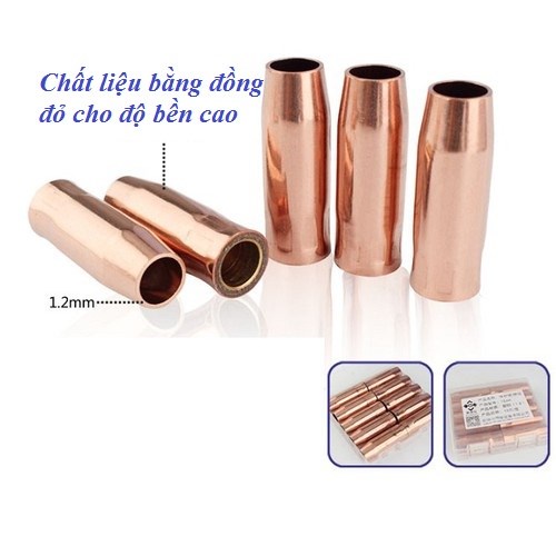 5  cái chụp khí mỏ hàn mig 15AK đẹp đồng đỏ
