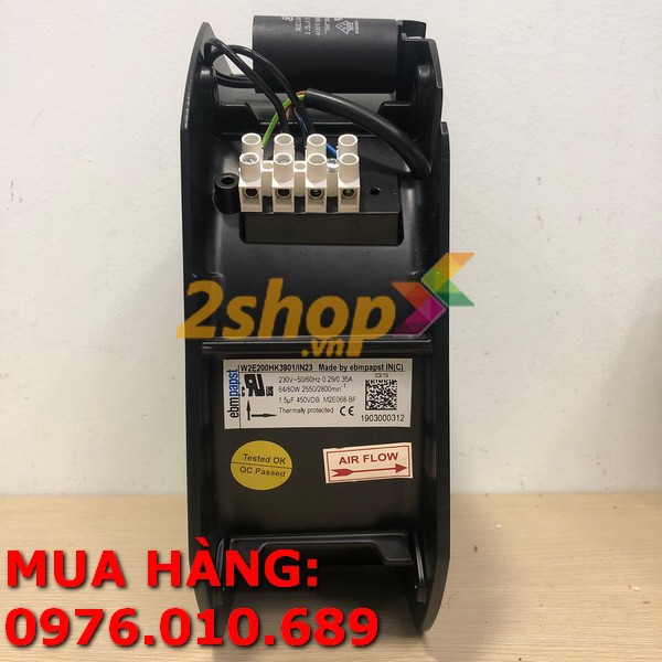 Quạt hút, QUẠT TẢN NHIỆT EBM PAPST W2E200-HK38-01, 230V, 225x225x80mm HÀNG MỚI CHÍNH HÃNG 100%, XUẤT XỨ INDIA