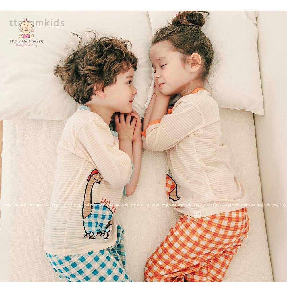 Bộ Lửng Trẻ Em Cao Cấp Bé Trai Của Hãng Ttasom, Chất Cotton Giấy Organic, Mẫu Khủng Long Caro