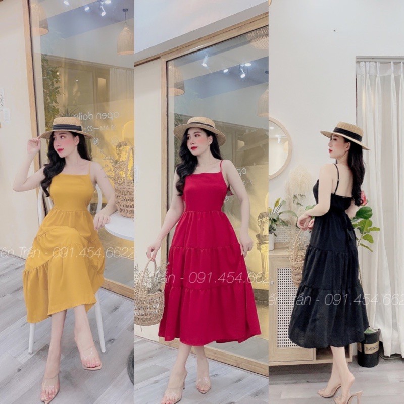 [ Mã FAMAYWA2 giảm 10K đơn 50K] Váy Maxy Đũi 3 Tầng Dáng Dài Hơ Lưng Thắt Nơ Sau Siêu Xinh | BigBuy360 - bigbuy360.vn