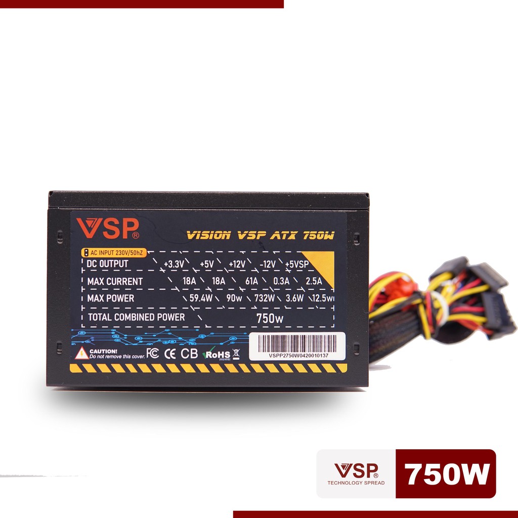 Nguồn máy tính VSP 750W hàng chính hãng, bảo hành 12 tháng