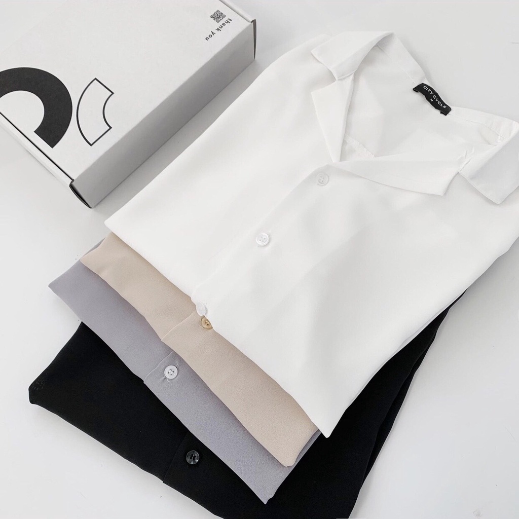 Áo sơ mi nam nữ Pijama Jiang Store - Áo sơ mi cổ vest Unisex dài tay chất mềm mịn