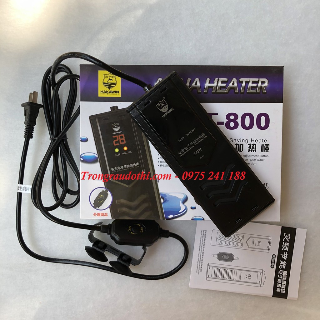 Máy sưởi bể cá Hakawin AT-800 tích hợp nhiệt kế, điều chỉnh nhiệt độ bên ngoài siêu sịn sò, lại tiết kiệm điện 30%