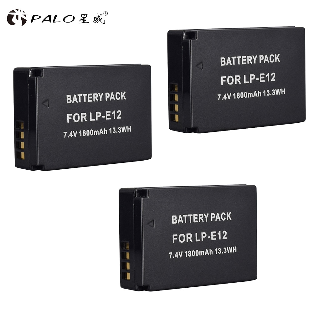 Set of 3 batteries 1800mah Lp-E12 Pi12 Lp E12 For Canon M 100d Kiss X7 Rebel Sl1 Eos M10 Eos M50 Dslr
