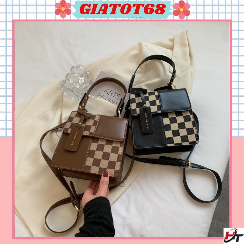 Túi xách nữ đeo chéo hộp kẻ ô Giatot68 580