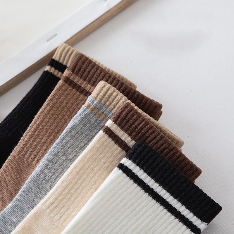 Tất cổ cao nam nữ họa tiết sọc ngang style Hàn Quốc vớ cotton siêu mềm cá tính được chọn màu tùy ý HANASO TD035