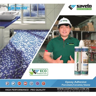 COMBO 4 chai Keo chà ron Saveto cao cấp chống thấm và 1 bộ dụng cụ thi công cho diện tích 40-45 M2