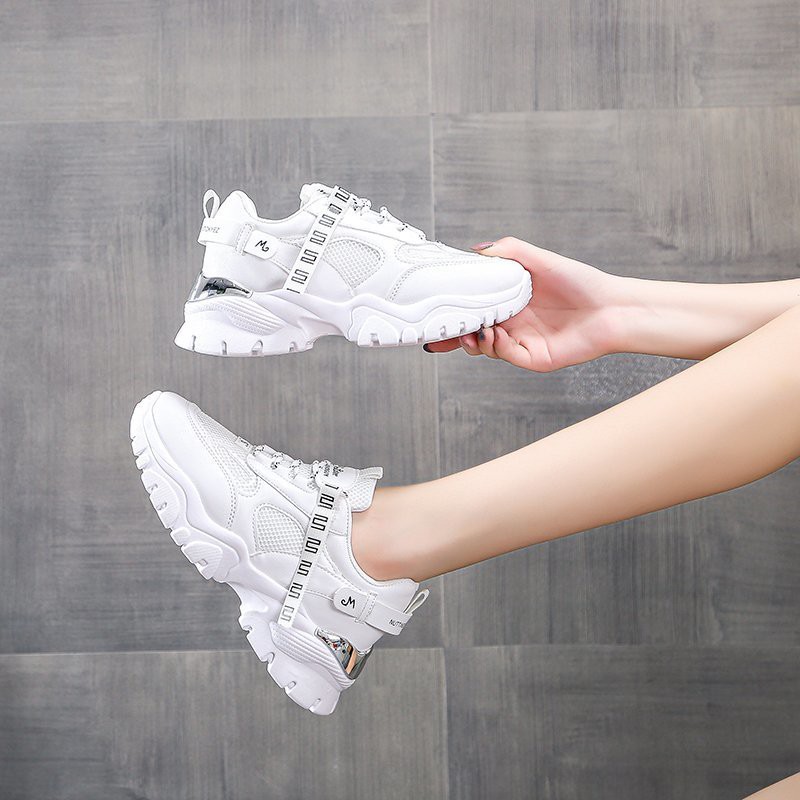 Giày Sneakers Nữ, Giày Thể Thao Nữ Giày Thể Thao Độn Đế Nữ Rong Ye Kiểu Hàn Quốc Siêu Hot Đế Cao 3-4Cm Màu Đen Trắng Đẹp | BigBuy360 - bigbuy360.vn