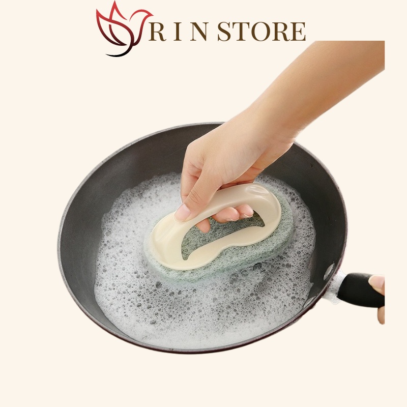 Bàn Chải Chà Vệ Sinh Nhà Bếp - Mút Xốp Bọt Biển Có Tay Cầm Cọ Rửa Nồi, Chảo,...