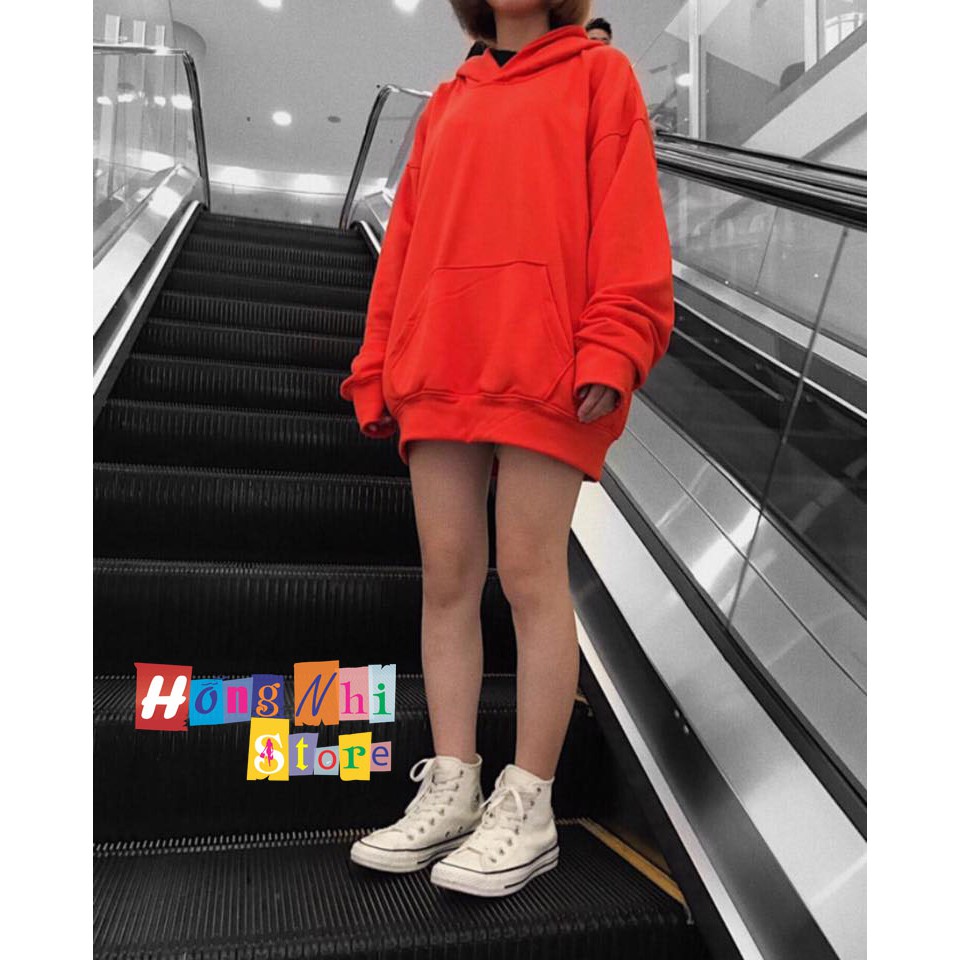 Áo Khoác Hoodie Trơn Ulzzang Unisex Màu Đỏ Tươi Chất Nỉ Bông Cao Cấp Dáng Rộng Nam Nữ - MM