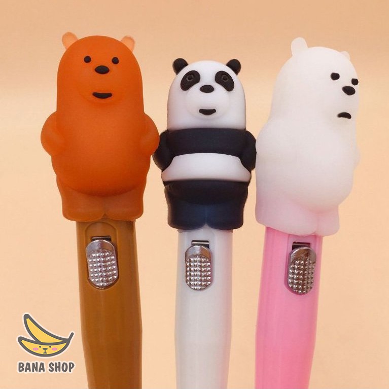 Bút bi bấm đèn anh em gấu đứng 3D Chúng tôi đơn giản là gấu 3 màu mực bear bare