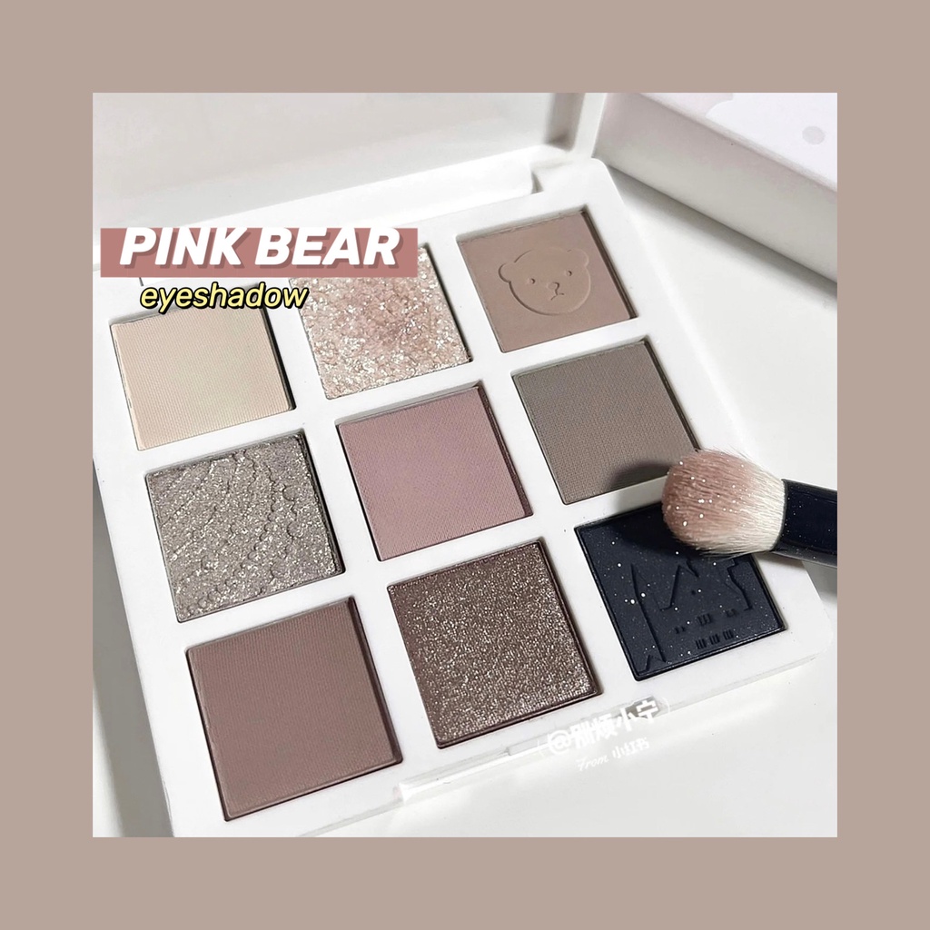 Bảng Phấn Mắt PINK BEAR Fairy Dream 9 Màu Tông Nhũ Và Lì Trang Điểm Chống Nhòe Lâu Trôi