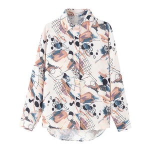 Áo Sơ Mi Tay Dài Dáng Rộng In Họa Tiết Phong Cách Retro Hàn Quốc Cho Nữ