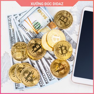 10 Đồng Xu Bitcoin mạ vàng, bạc 24k 1,5mm bền màu, chất mạ sáng, khó xước, kèm hộp đựng BC03