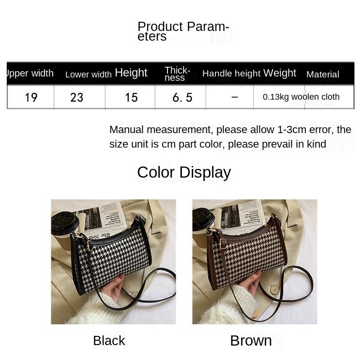 Túi đeo dưới cánh tay bằng lẹn họa tiết sọc phong cách cổ điển cho nữ