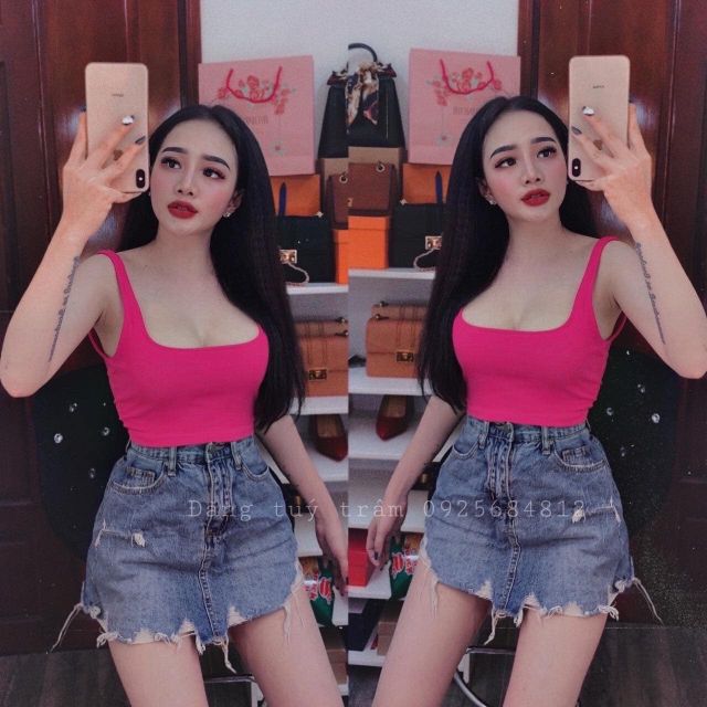 Áo 3 lỗ 2 dây cổ U khoe lưng siêu sexy  - 2FASHIONISTA