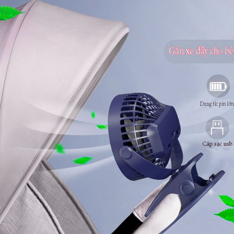 Quạt Mini | Quạt kẹp bàn Tích Điện Pin 10000 mAh Dung Lượng Lớn, Pin Khủng MỚI NHẤT 2023