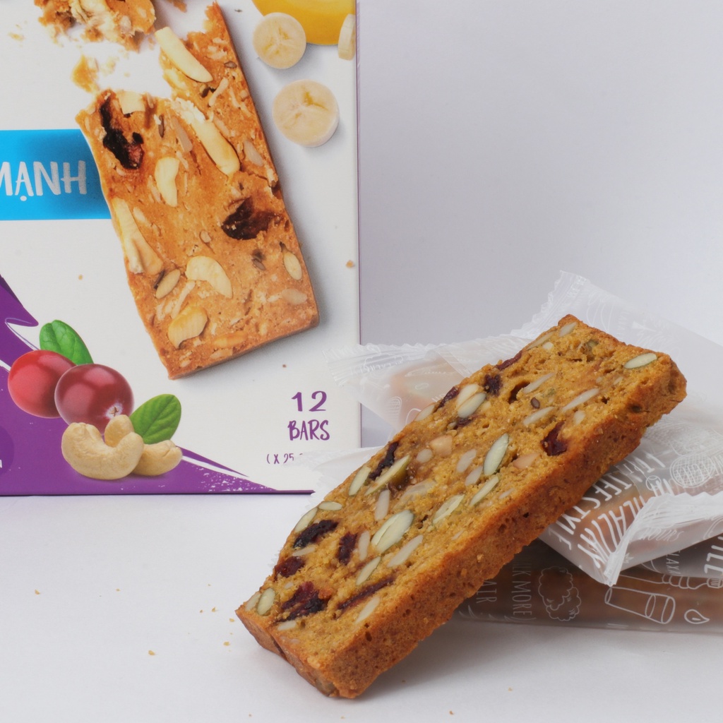 Bánh Biscotti ngũ cốc Top Perfect Bar Nonglamfood Vị Nam Việt Quất &amp; Chuối hộp 12 thanh | Ăn Kiêng Không Béo |Dinh dưỡng