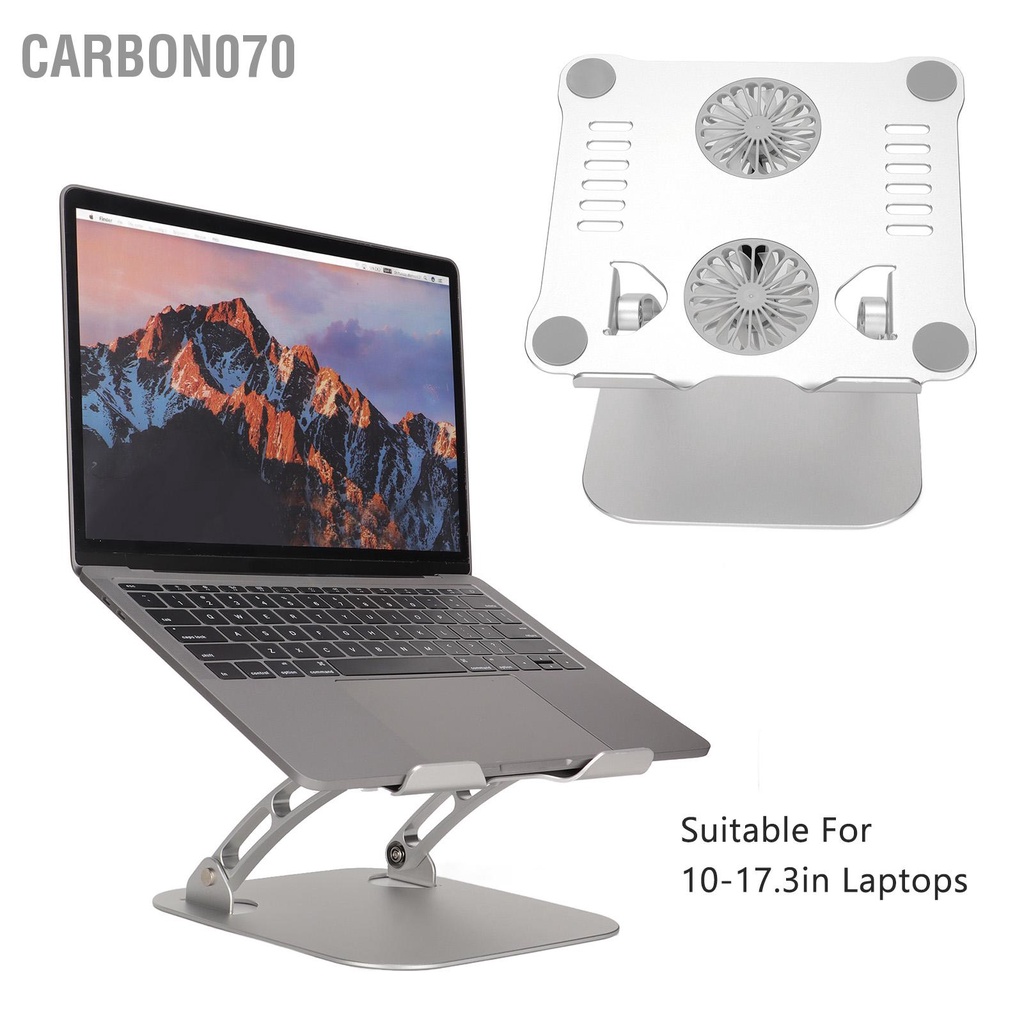 Carbon070 Đế máy tính xách tay hợp kim nhôm với 2 quạt làm mát có thể điều chỉnh gập lại cho 10 đến 17 3 inch