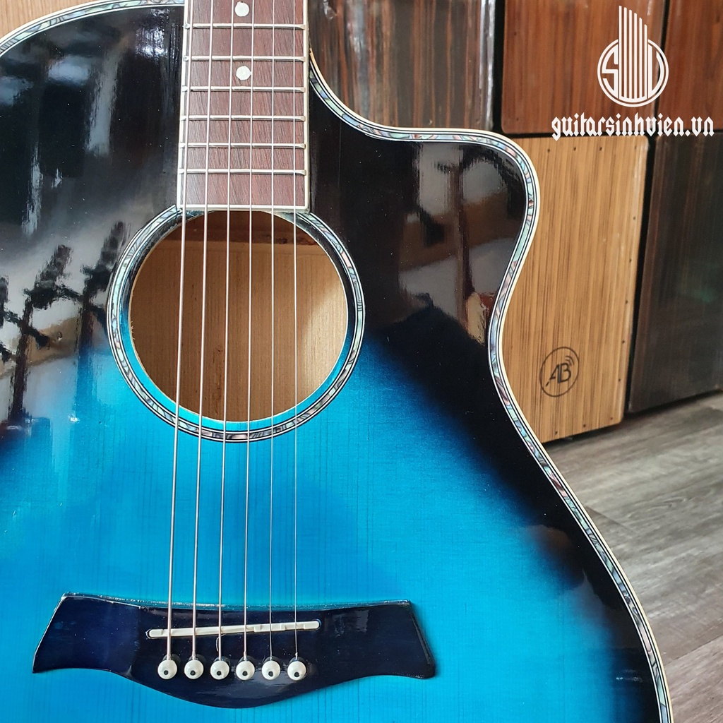 Đàn guitar acoustic SV-X1 đính xà cừ có ty chỉnh cần - Đàn tập chơi - Tặng 7 phụ kiện - Bảo hành 12 tháng