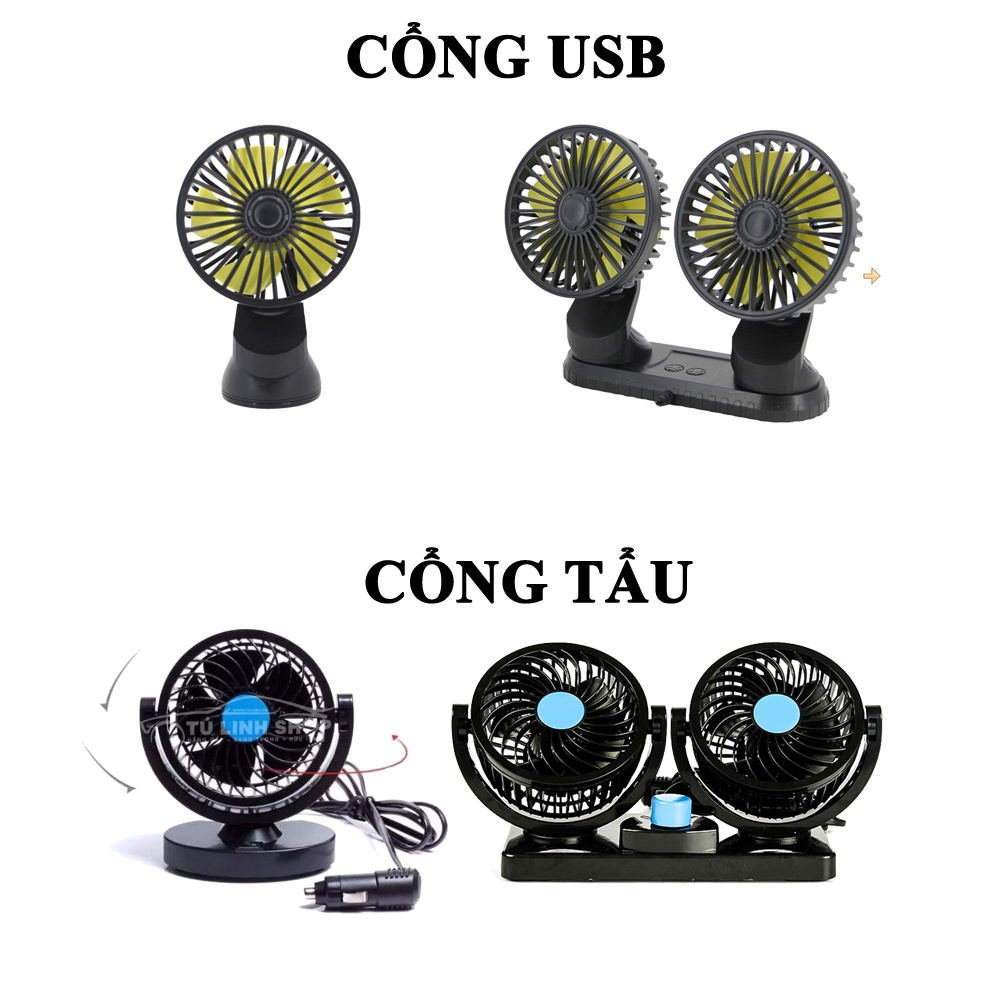 Quạt mini 5V, 12v, 24v xoay 360 tiện ích trên ô tô, xe hơi, bàn làm việc
