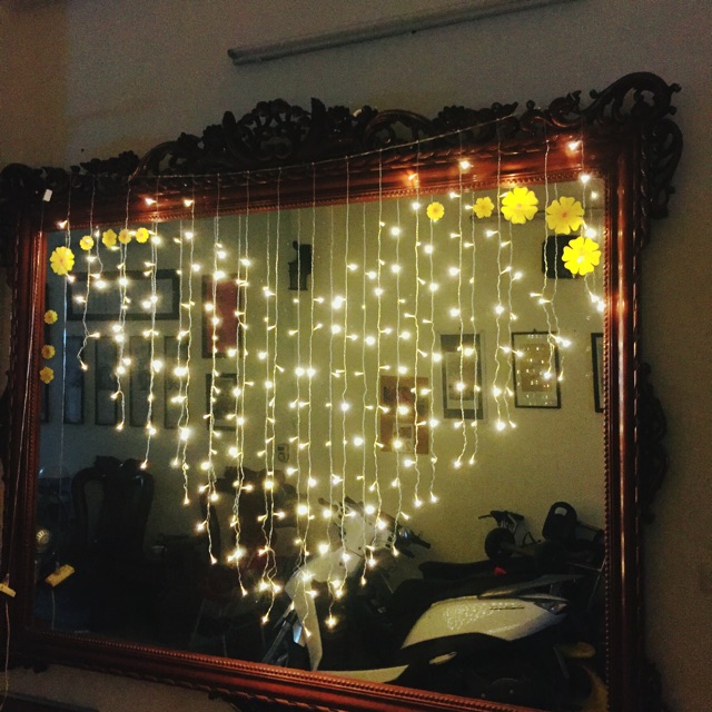 Đèn nháy rèm led hình trái tim trang trí