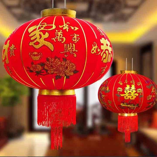 Đèn Lồng Vải Nhung Treo Tết Trang Trí Lễ Hội Size 60cm 80cm 100cm