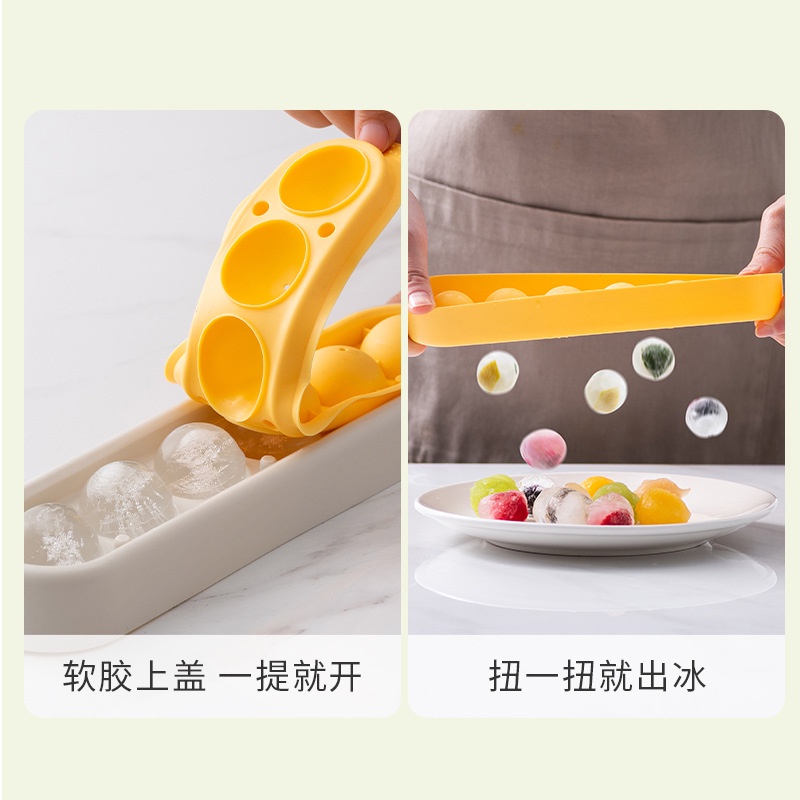 Khuôn Làm Đá Hình Cầu Bằng Silicone Cấp Thực Phẩm Có Nắp Đậy Tiện Dụng