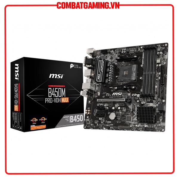 Bo Mạch Chủ MSI B450M PRO VDH MAX (Chipset AMD B450 / 4 slot DDR4 / 1 M.2 NVMe PCIe 3.0 / USB 3.2)