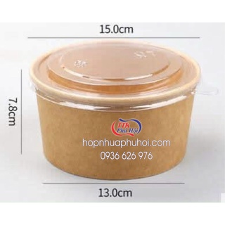 100 tô giấy kraft 1000ml đựng salad cơm bánh