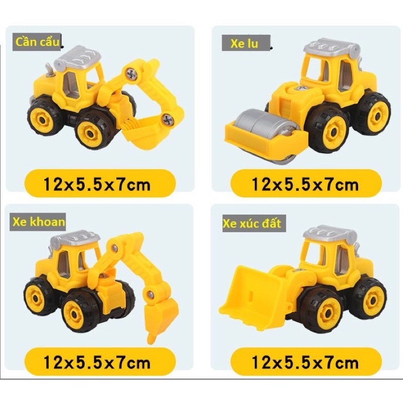 SÉT 4 OTO CÔNG TRÌNH CHO BÉ, ĐỒ CHƠI THÔNG MINH BÉ THOẢ SỨC SÁNG TẠO
