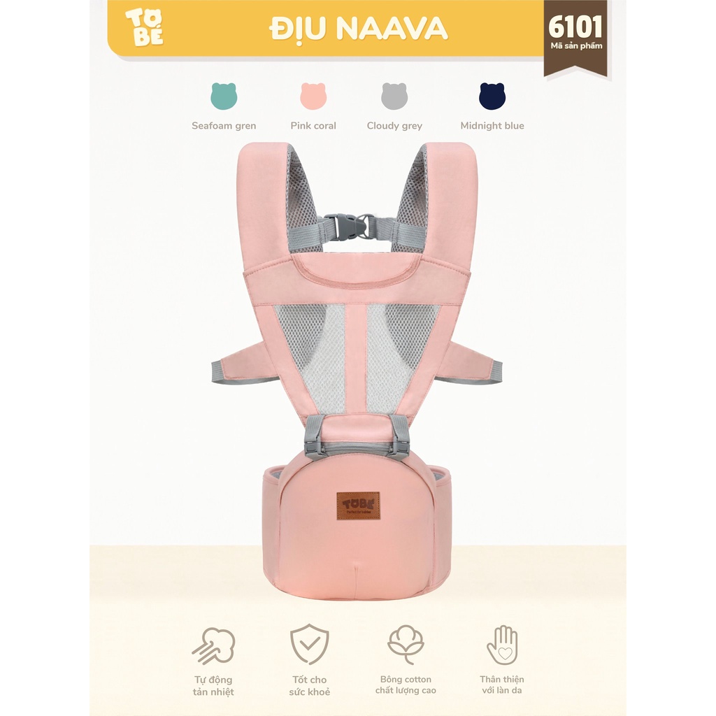 Địu ngồi 3D em bé đa năng Naava Pro tobe cao cấp an toàn chăm sóc cho bé tiện lợi cho bé trai bé gái từ 10 đến 20kg 6102