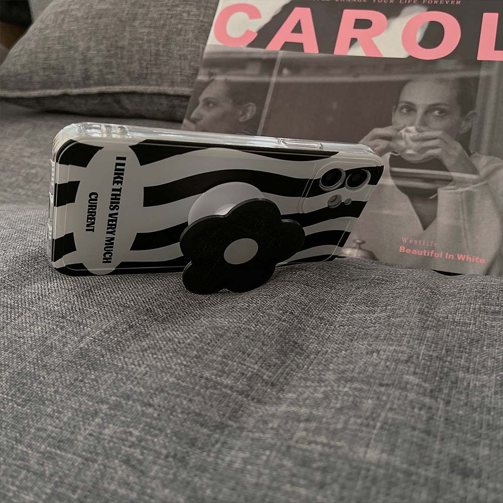 Ốp lưng điện thoại Iphone sóng đen kèm Pop up đỡ điện thoại cho 13Promax/13Pro/13/12Promax/..../7/8/SE