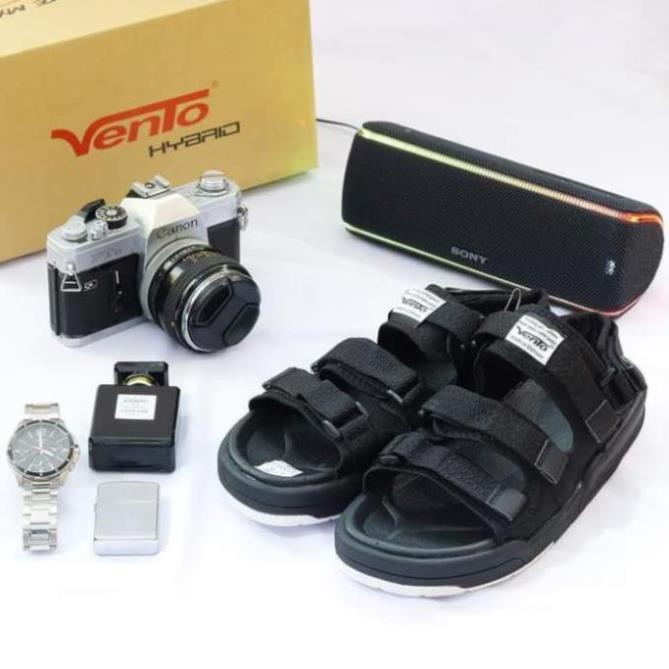 [VENTO Vietnam] Sandal Vento Nam Nữ Unisex H1001 F7 Black White Đế Bánh Mì [Đế IP cao 3cm] _aedws1 2gf3