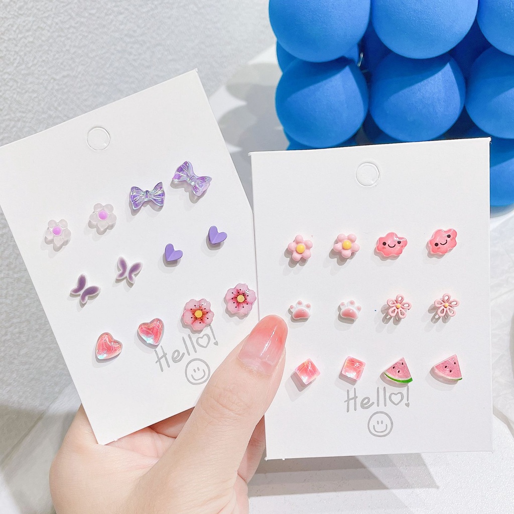 Set khuyên tai AY nhiều màu sắc đa dạng ngọt ngào cho nữ