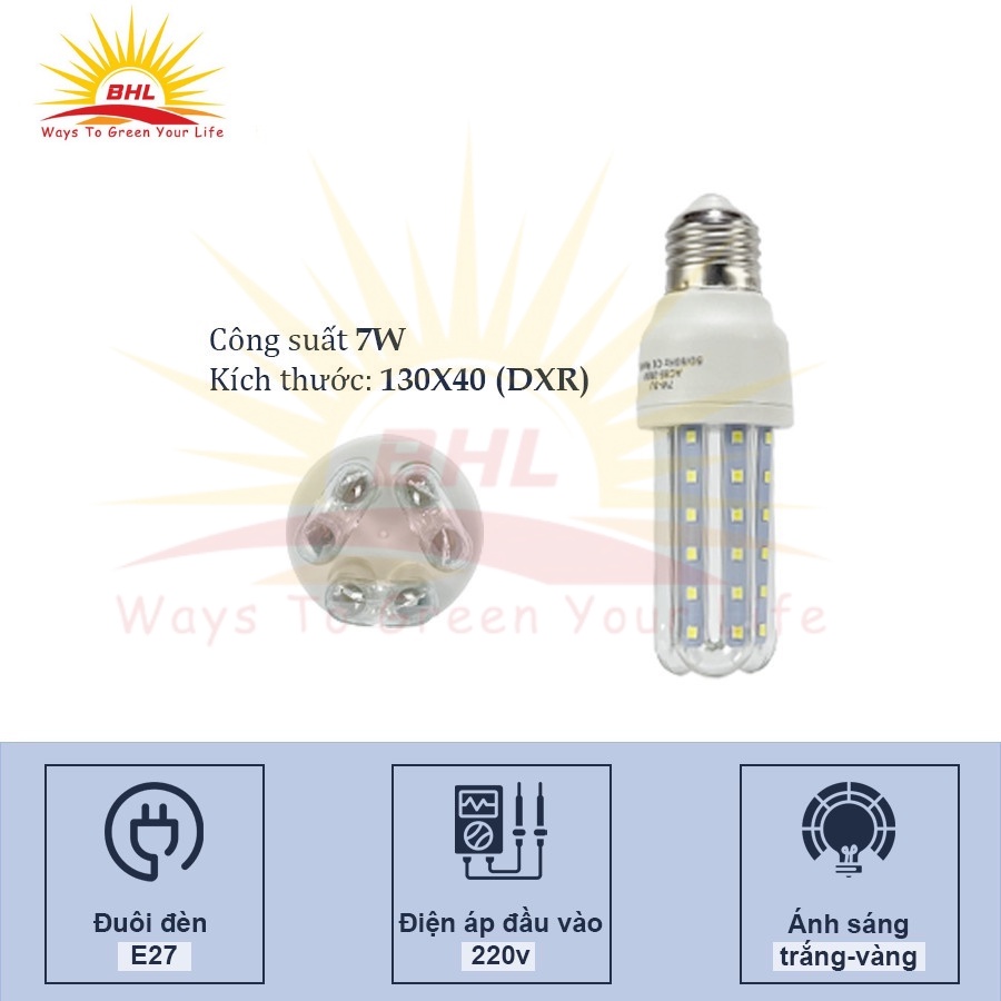 Bóng Đèn Led Chữ U 3W - 5W - 7W - 12W - 16W - 24W - 32W Siêu Sáng