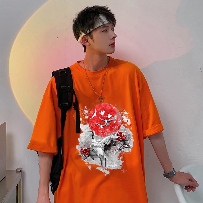 Áo phông unisex họa tiết Cò trắng, Áo thun cotton phong cách cho cả Nam Nữ.