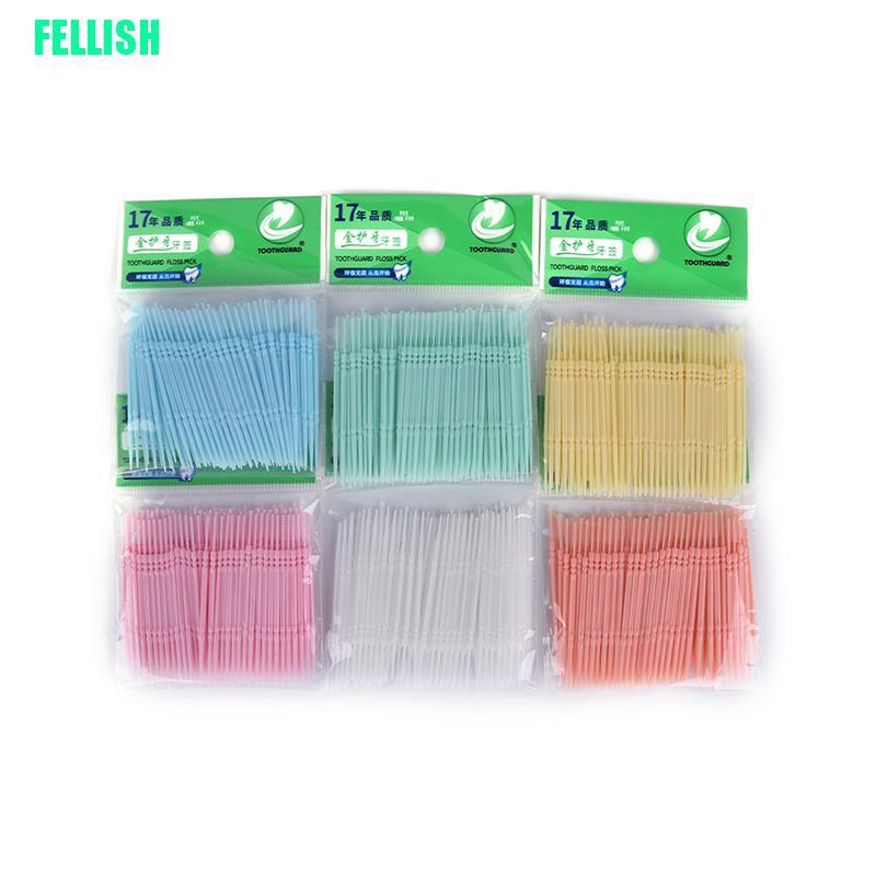 [Hàng mới về] Set 100 tăm xỉa răng 2 đầu bằng nhựa chăm sóc răng miệng