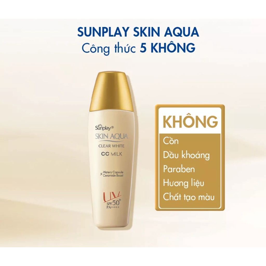 Sữa Chống Nắng Dưỡng Da & Trang Điểm Nhẹ Sunplay Skin Aqua Clear White CC Milk SPF50 25g