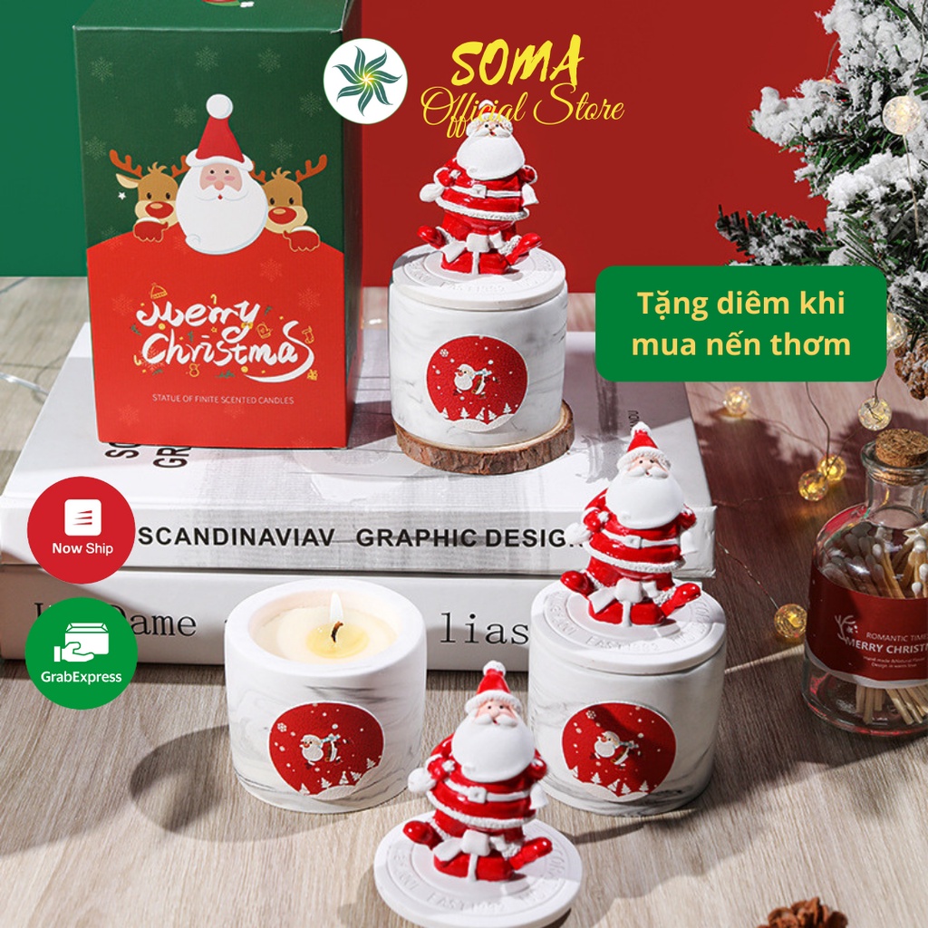 Nến Thơm Phòng Noel Candle Cup Sáp Thơm Tinh Dầu Thiên Nhiên Không Khói Christmas NEN20