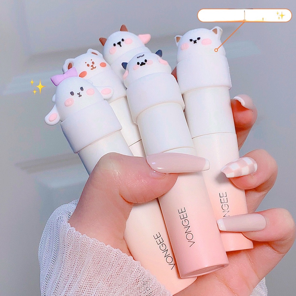 [Hàng mới về] Son môi trang điểm VONGEE dạng kem lì mịn lâu trôi thiết kế kiểu hoạt hình đáng yêu