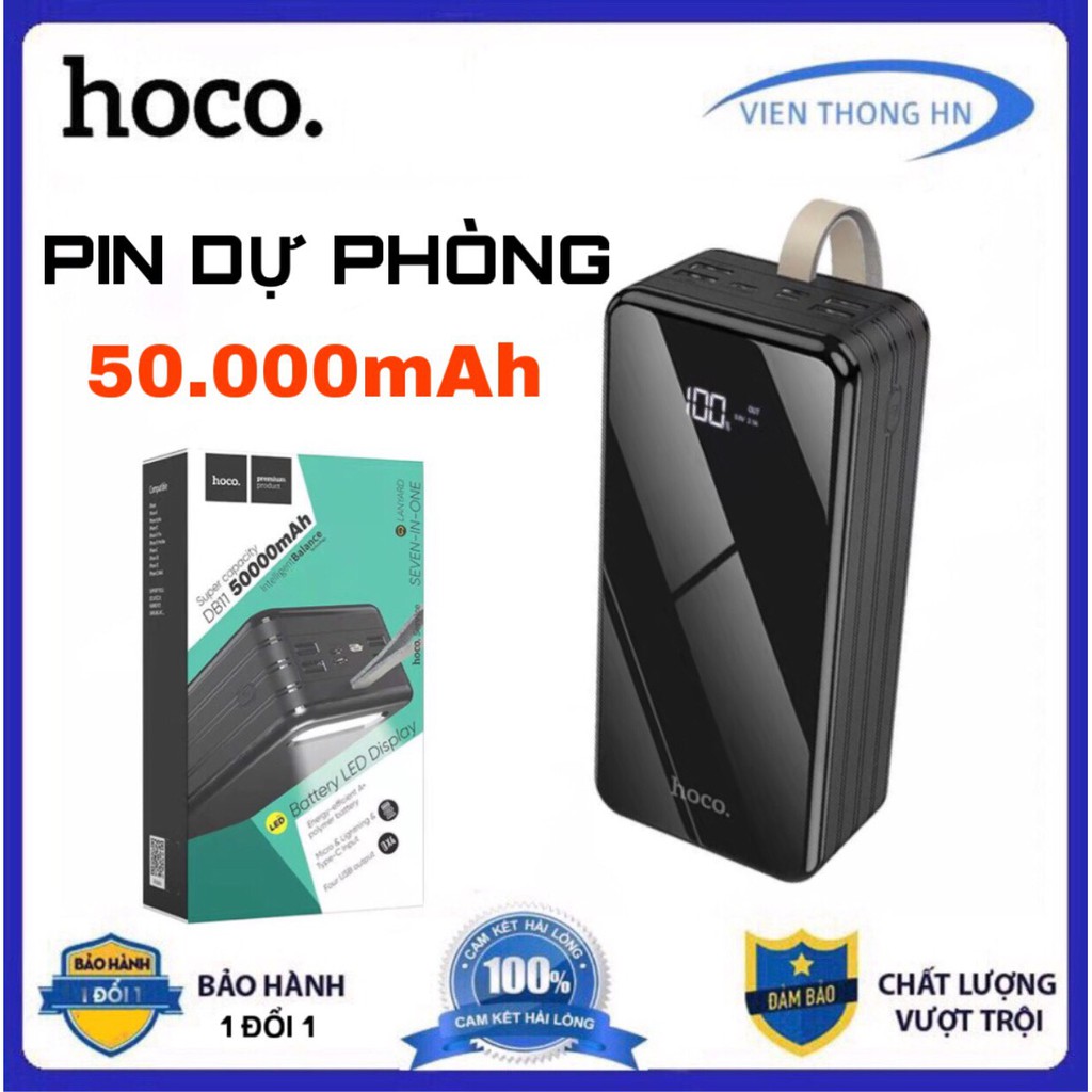 Pin sạc dự phòng nhanh 50.000mAh Hoco db11 - sạc dự phòng dung lượng khủng 7 cổng input output có đèn LED cao cấp