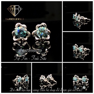 Bông tai Moissanite 4,5ly-5,0ly (trắng nướcD, xanh, vàng tuỳ chọn), bạc 925 mạ bạch kim BAO THỬ BÚT THỬ KIM CƯƠNG