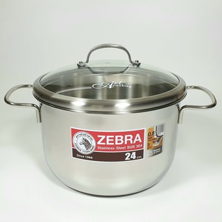 Nồi ZEBRA 3 Đáy Extreme Infinity 24cm 6.2L nắp kính (Inox 304) - 162298. Nhập Khẩu Thái Lan