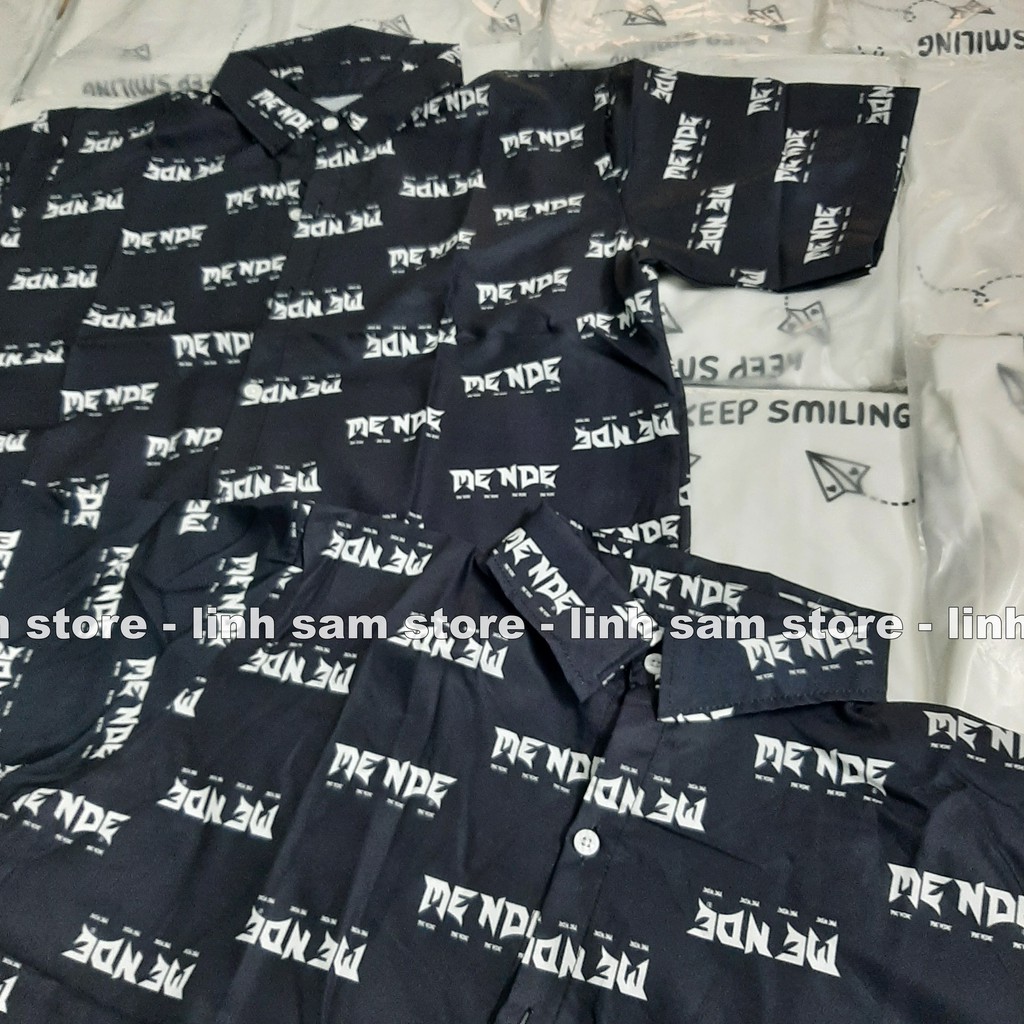 Áo SƠ MI NỮ form rộng in 3D cổ bẻ tay ngắn - lỡ dáng ulzzang freesize unisex mặc cặp, nhóm in chữ MENDE | BigBuy360 - bigbuy360.vn