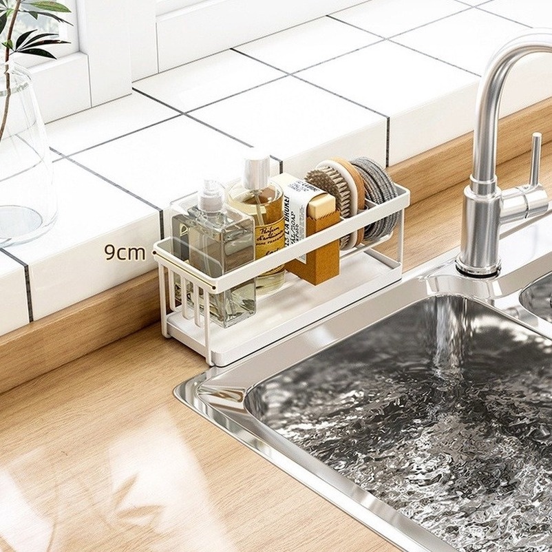 Giá Để Đồ Rửa Bát, đỡ bọt biển nhà bếp, Giá để giẻ rửa bát giẻ rửa bát Kệ rổ đựng dụng cụ rửa chén có khay hứng nước Giá Thép không gỉ kiểu Nhật Bản Inox  chống rỉ bền