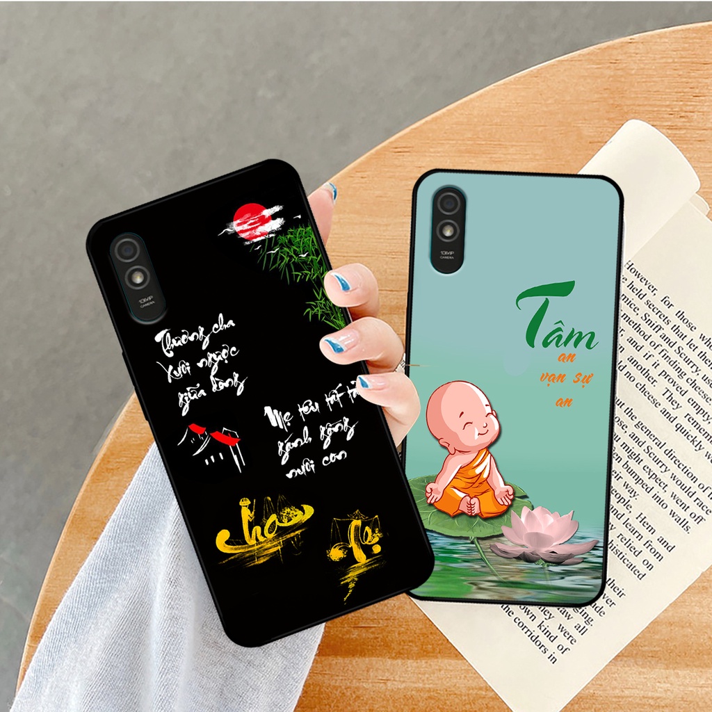 Ốp lưng Xiaomi Redmi 9A in hình phong cách chữ thư pháp cha mẹ, tài lộc