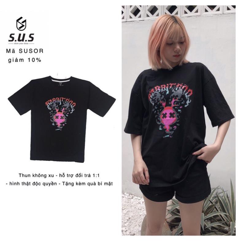 Áo Thun Tay lỡ Unisex áo phông nam nữ Họa Tiết Rabbit God Form Rộng Ulzzang SUS.102 . '