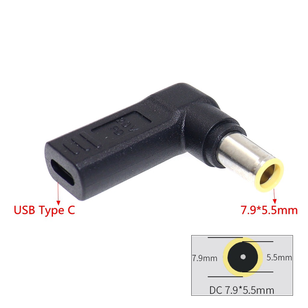 Đầu sạc chuyển đổi cổng USB Type C sang nguồn điện DC 7.9x5.5mm / 7.9*5.5mm chuyên dụng cho laptop Lenovo